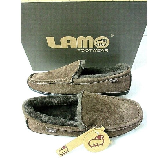 Lamo Mens Suede Boston Slip on Loafer Driving Moc Chocolate Brown NEW CM1244 - Picture 3 of 5